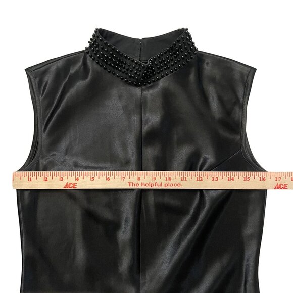 Calvin Tran Beaded Satin Blouse Top Women's Size Large Black Evening Party - Picture 11 of 11